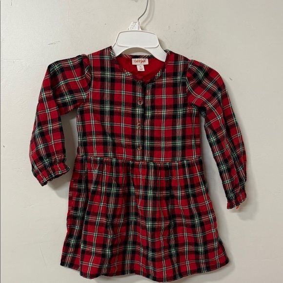 Cat & Jack Red Plaid Button-Up Dress - Picture 1 of 2